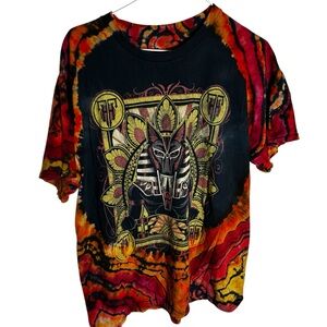 Anubis ancient God of Egypt bright tie dye graphic unisex T shirt